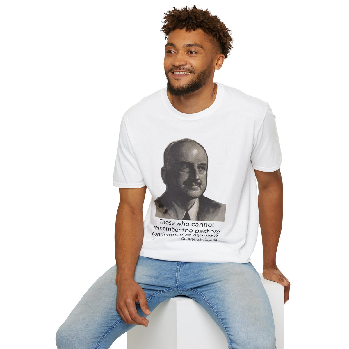 George Santayana Quote Shirt – Remember the Past Tee – White