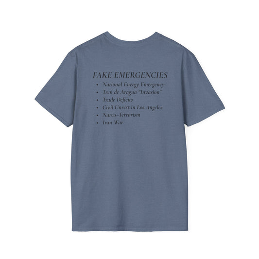 Two-Sided Tyranny Quote T-Shirt – Aesop Front / Crisis Pretexts Back – Heather Indigo