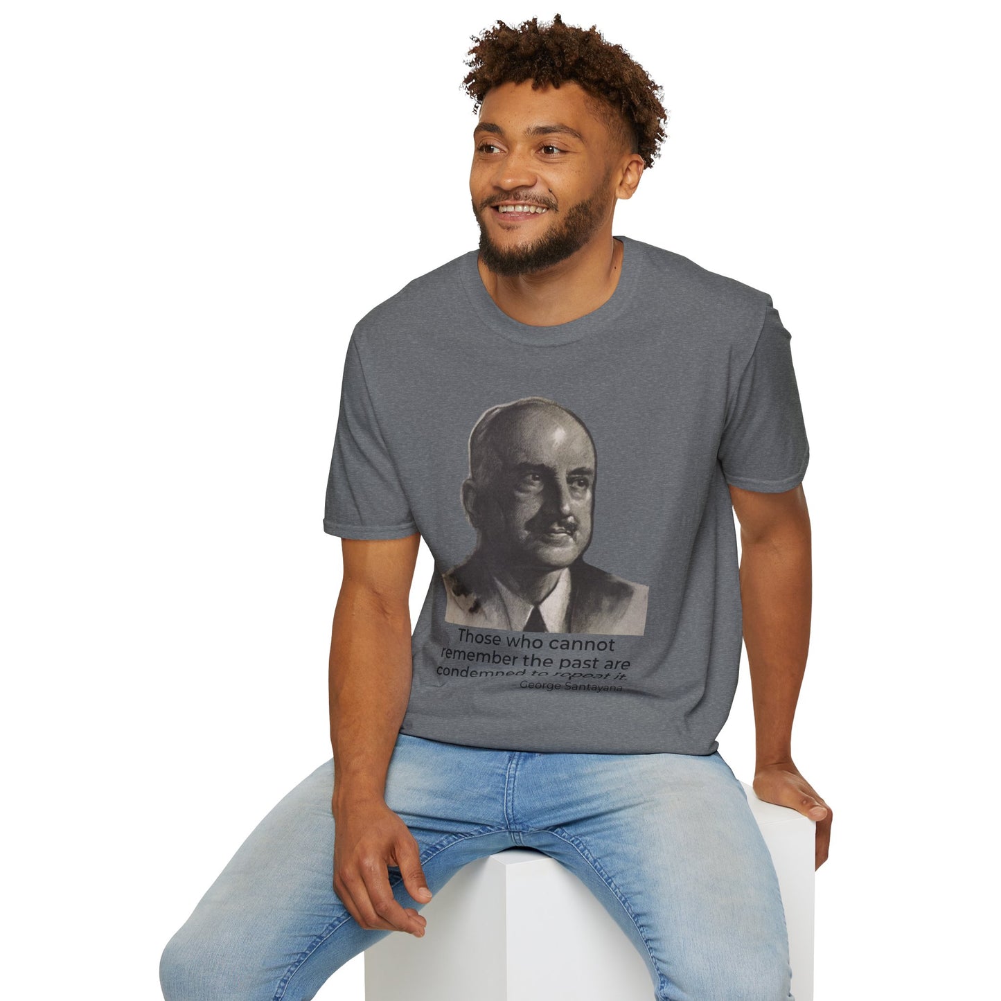George Santayana History Quote Tee – Remember the Past (Heather Graphite)
