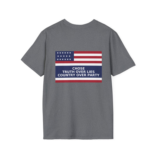 Liz Cheney T-Shirt – Truth Over Trump’s Big Lie Tee – Graphite Heather