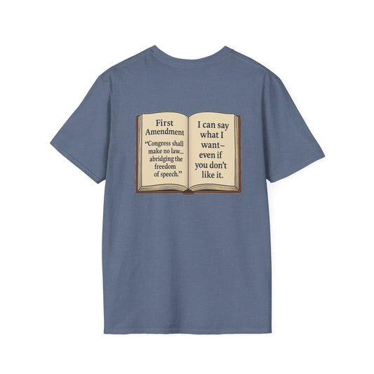 First Amendment Protest Shirt – Flipping Off Tyranny Free Speech Tee – Heather Indigo