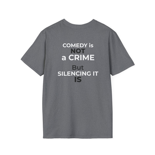 Comedy Is Not a Crime T-Shirt – Jimmy Kimmel Free Speech Protest Tee – Graphite Heather