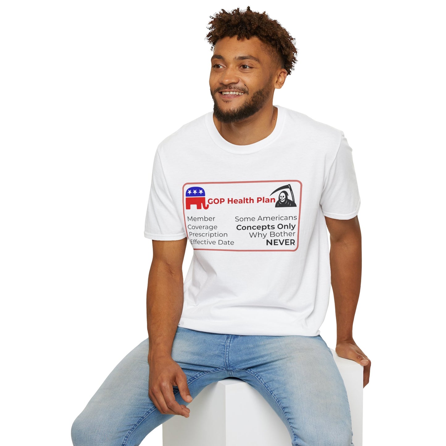 Political Satire Insurance Card Parody T-Shirt – White