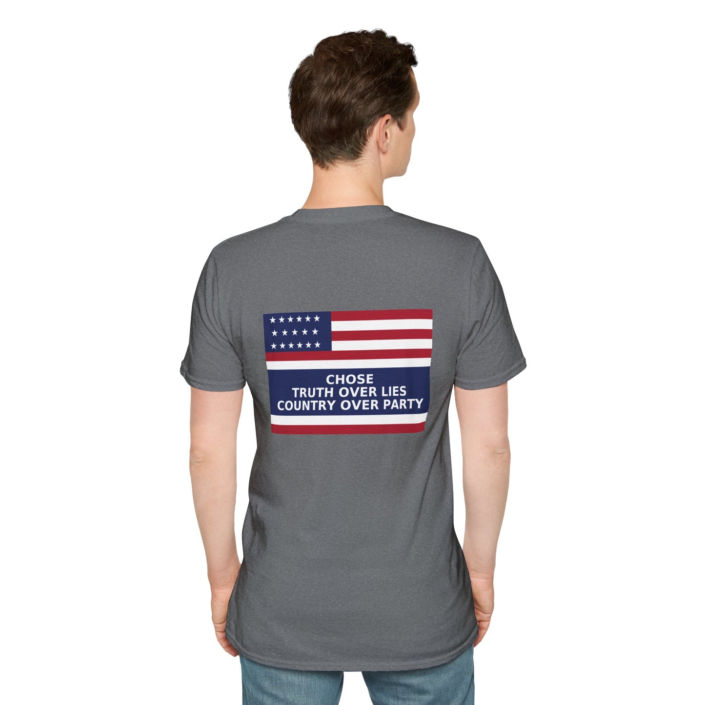 Liz Cheney T-Shirt – Truth Over Trump’s Big Lie Tee – Graphite Heather