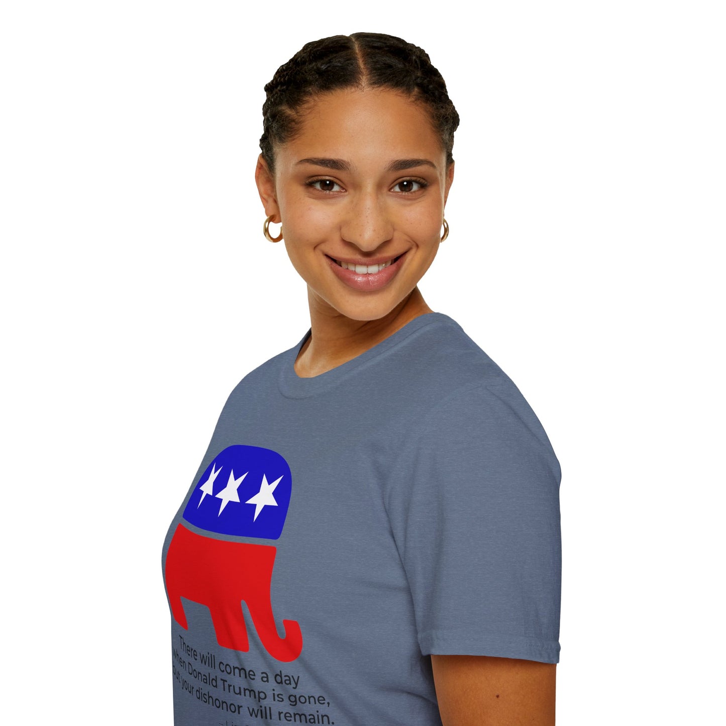 Liz Cheney Dishonor Will Remain Tee – Republican Accountability Quote Shirt – Heather Indigo