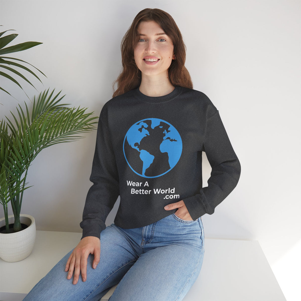 Wear A Better World Sweatshirt – This STOPS when we say NO – Dark Heather