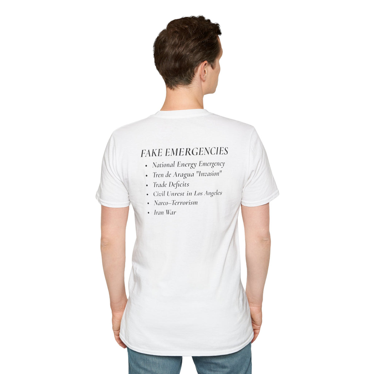 The Tyrant’s Pretext Two-Sided T-Shirt – Aesop Quote Front & Fake Emergencies Back