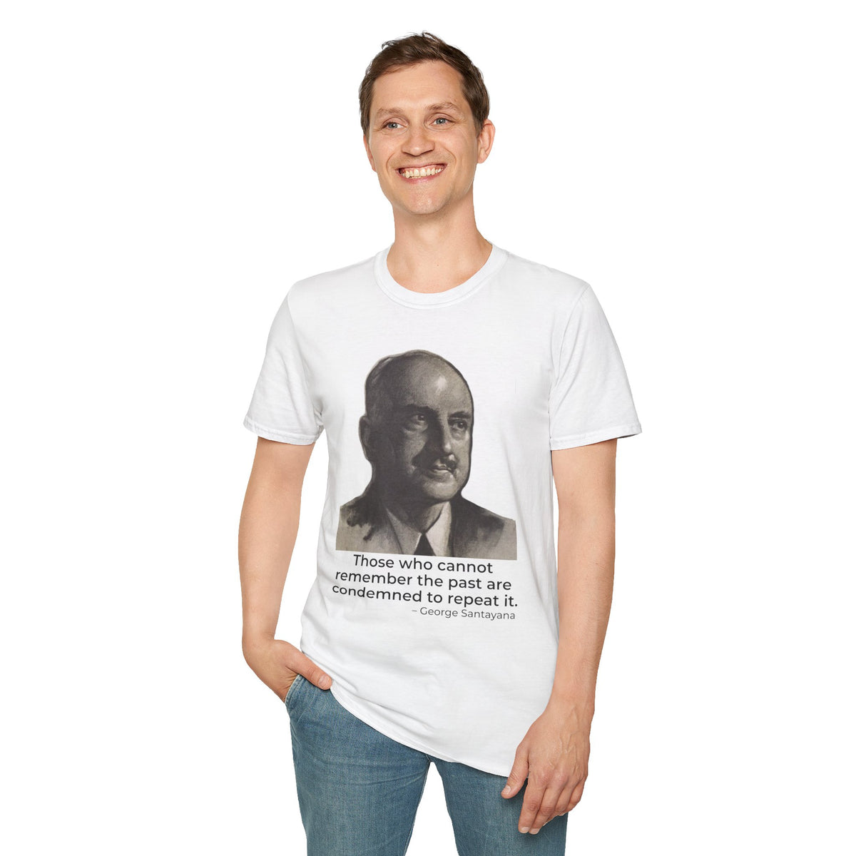 George Santayana Quote Shirt – Remember the Past Tee – White