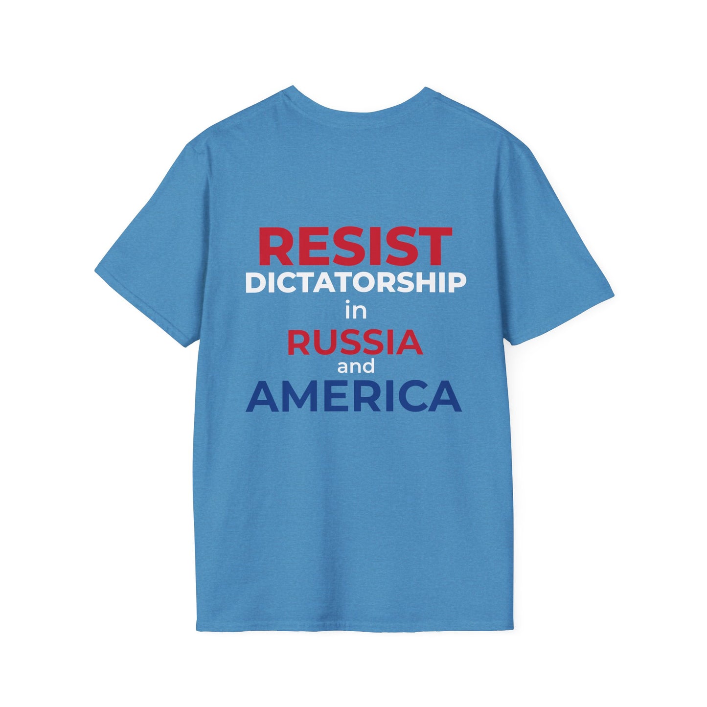 Resist Dictatorship Alexey Navalny Tribute T-Shirt – Pro-Democracy & Anti-Authoritarian Tee – Heather Sapphire Blue Edition