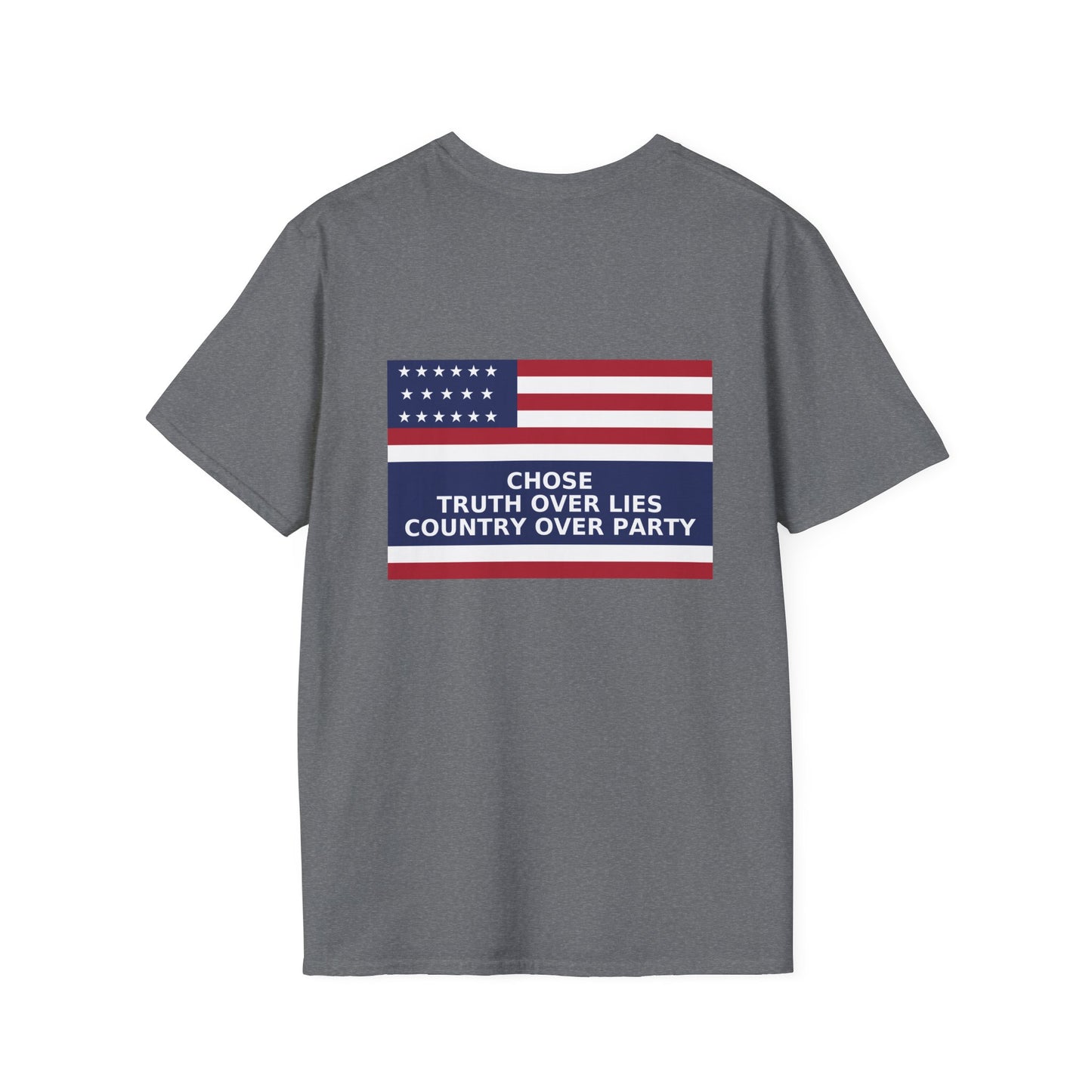 Liz Cheney T-Shirt – Truth Over Trump’s Big Lie Tee – Heather Graphite