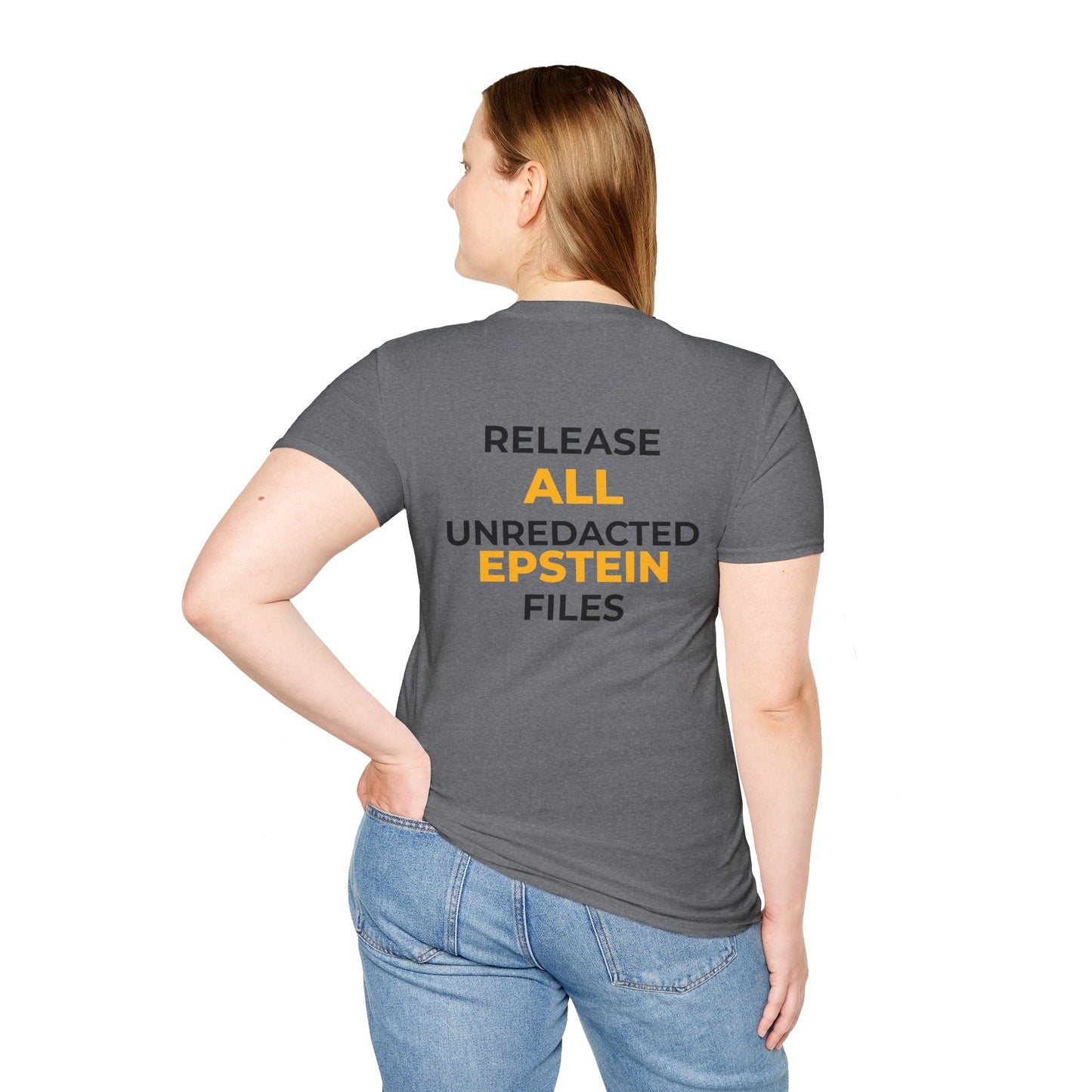 Release All Unredacted Epstein Files – Demand Transparency Tee – Graphite Heather