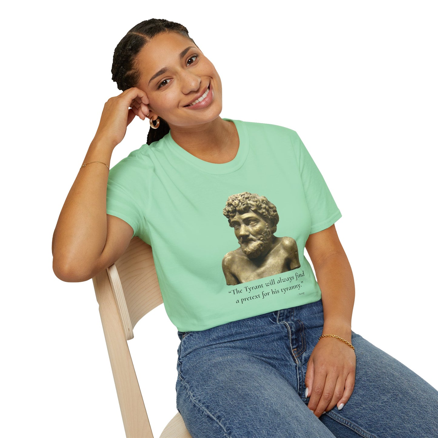 The Tyrant’s Pretext T-Shirt MINT GREEN– Aesop Quote Front