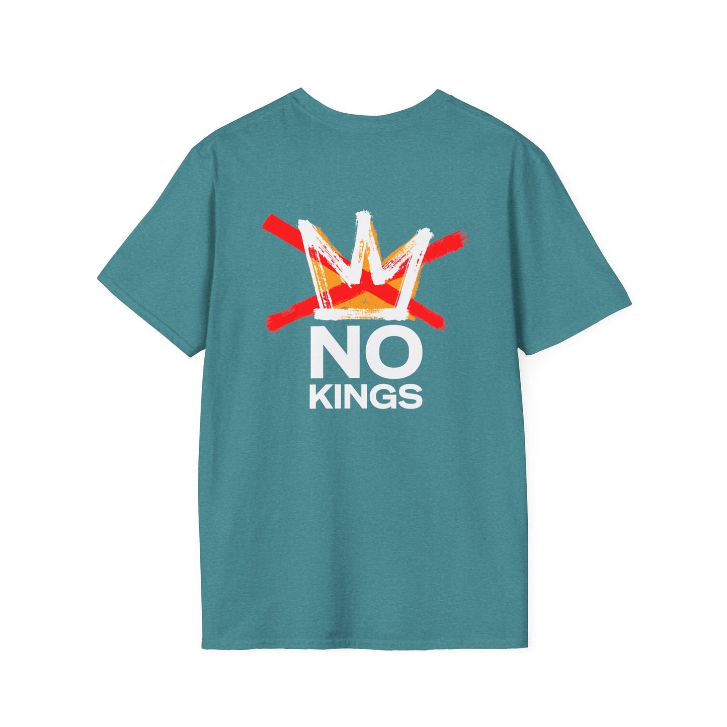 Flipping Off Tyranny: No Kings in America — Two-Sided GALAPAGOS BLUE Statement Tee