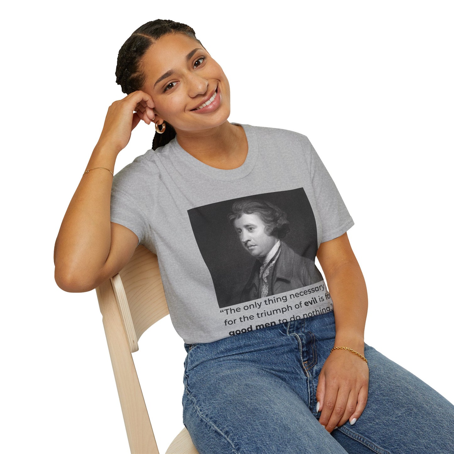 Edmund Burke Quote Tee – The Triumph of Evil Is When Good Men Do Nothing – Sport Grey