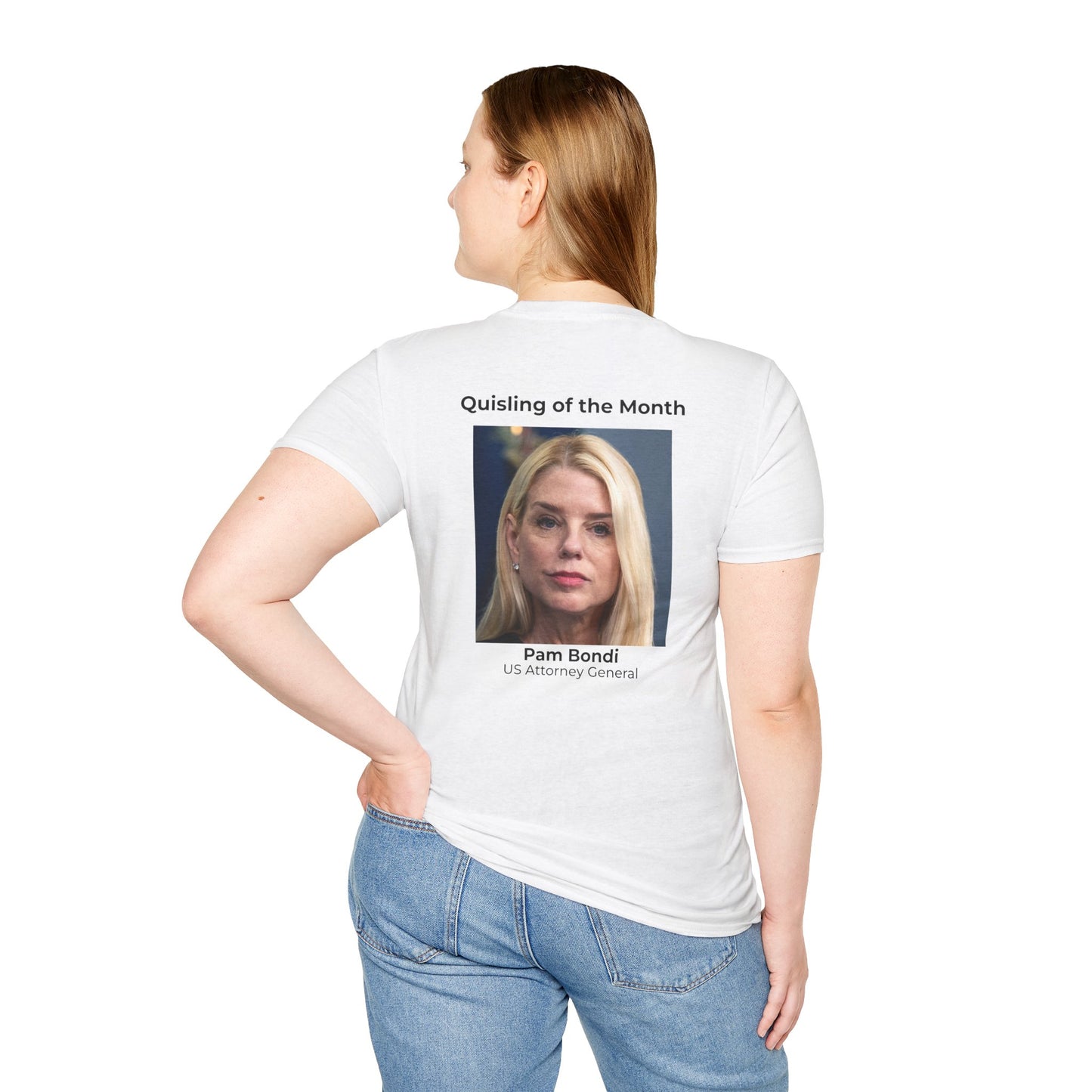 Quisling of the Month (October) T-Shirt – Vidkun Quisling & Pam Bondi Political Satire Tee