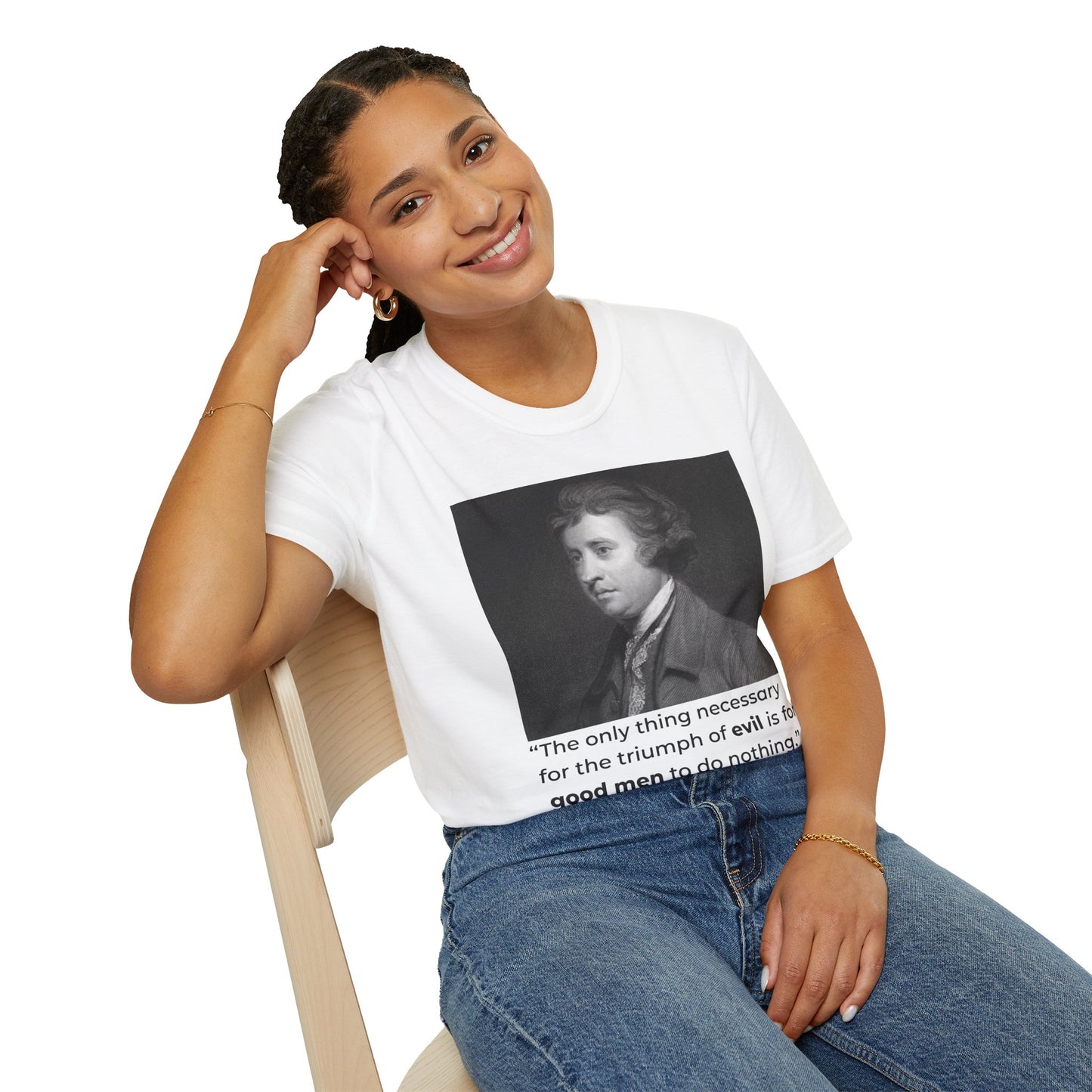Edmund Burke Quote Tee – The Triumph of Evil Is When Good Men Do Nothing – White