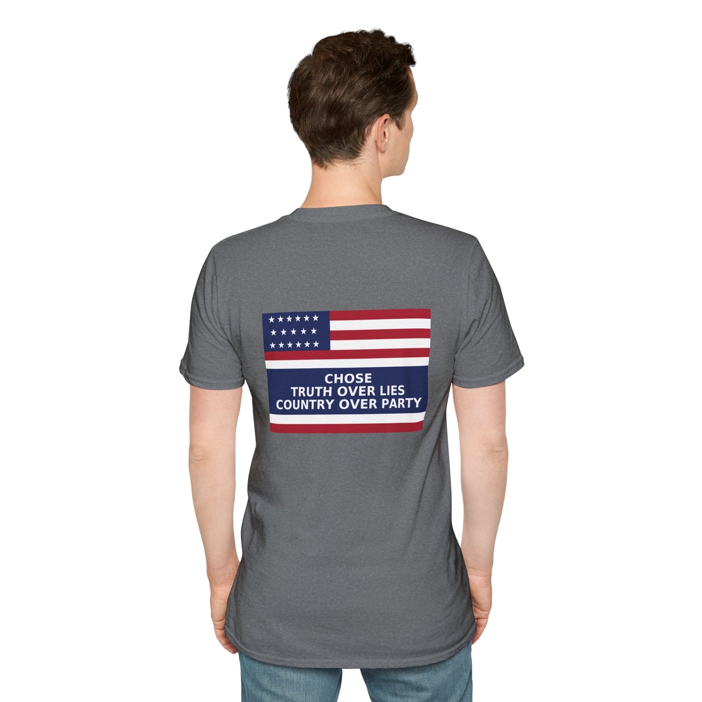 Liz Cheney T-Shirt – Truth Over Trump’s Big Lie Tee – Heather Graphite