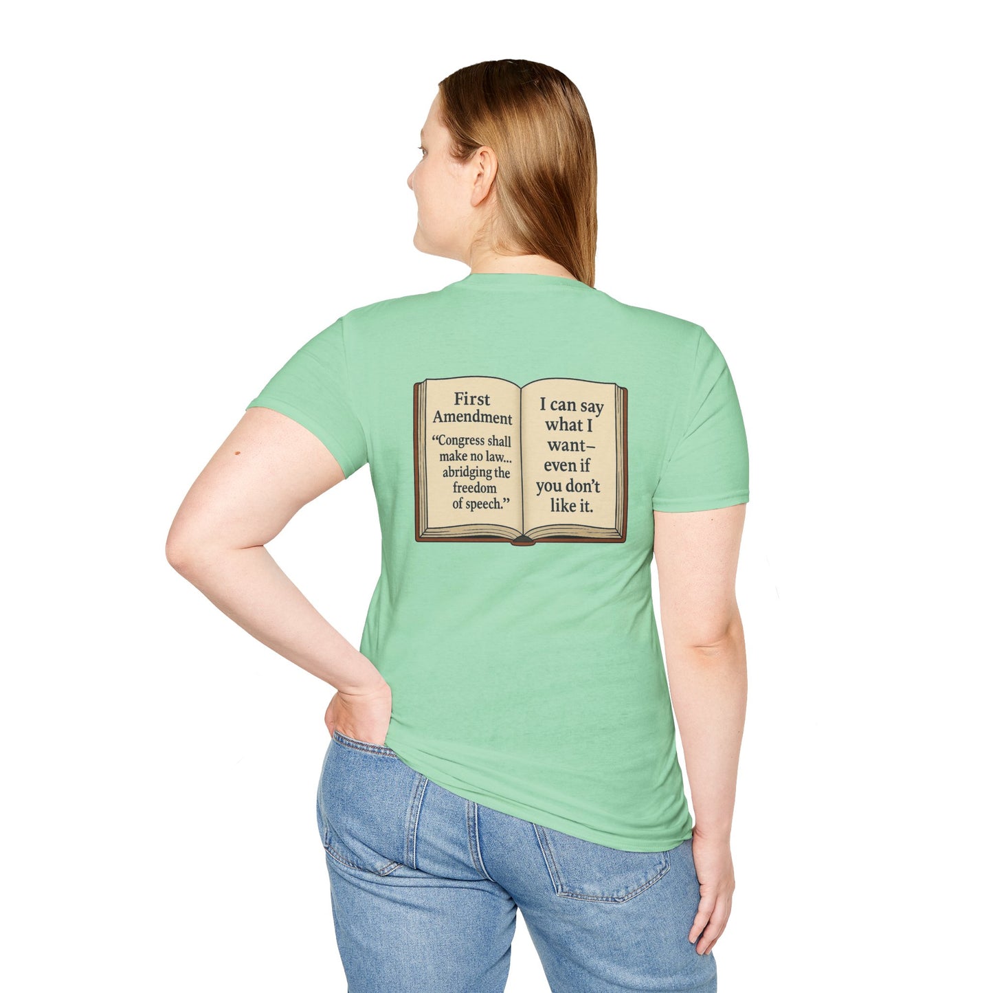 Flipping Off Tyranny: The First Amendment Speaks — Two-Sided MINT GREEN Statement Tee