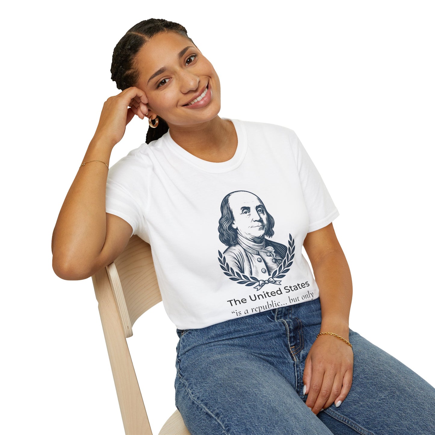 Ben Franklin “A Republic… If We Can Keep It” T-Shirt — No Dictators Back