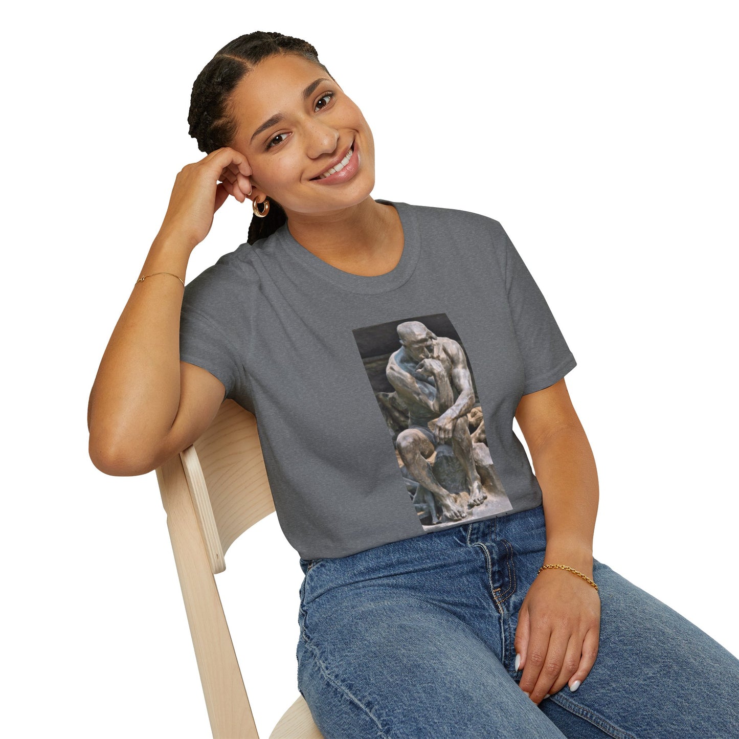 Thinker Statement T-Shirt I – Free Speech Is Free Thought in Graphite Heather