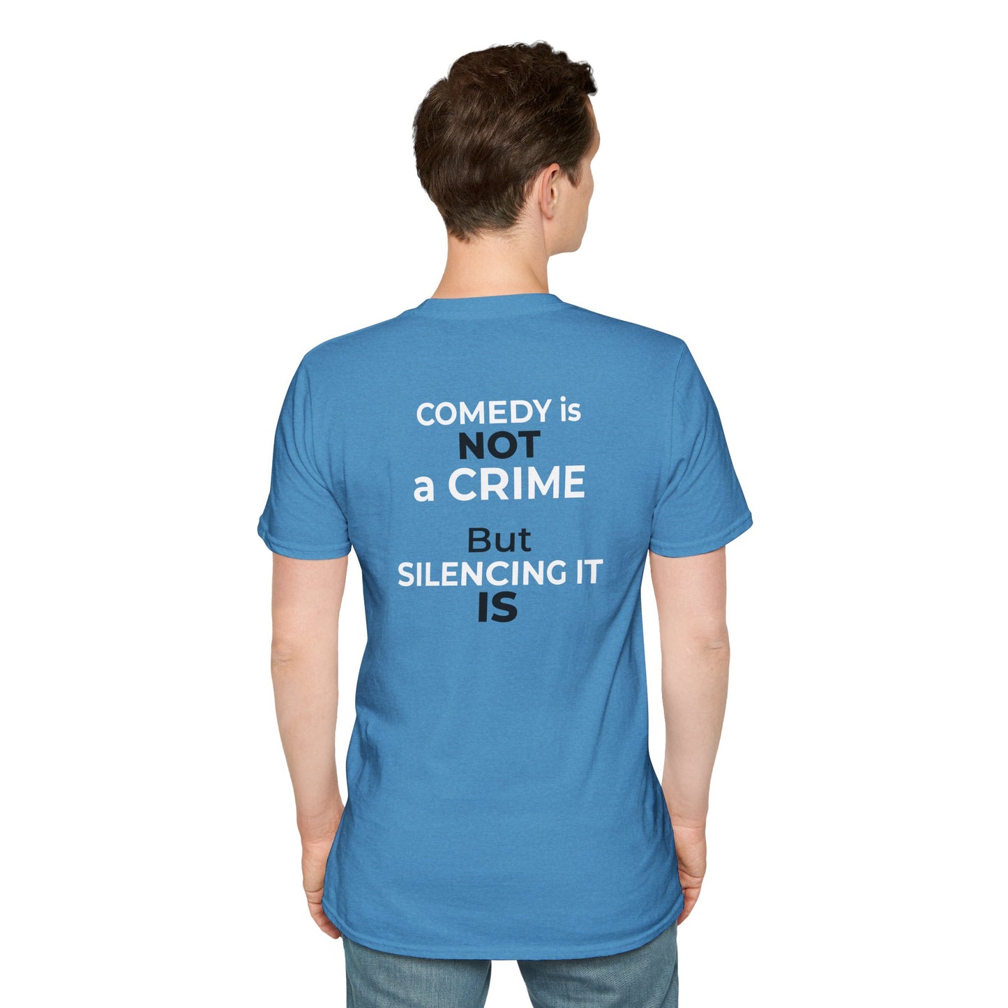 Comedy Is Not a Crime T-Shirt – Jimmy Kimmel Free Speech Protest Tee – Sapphire Blue