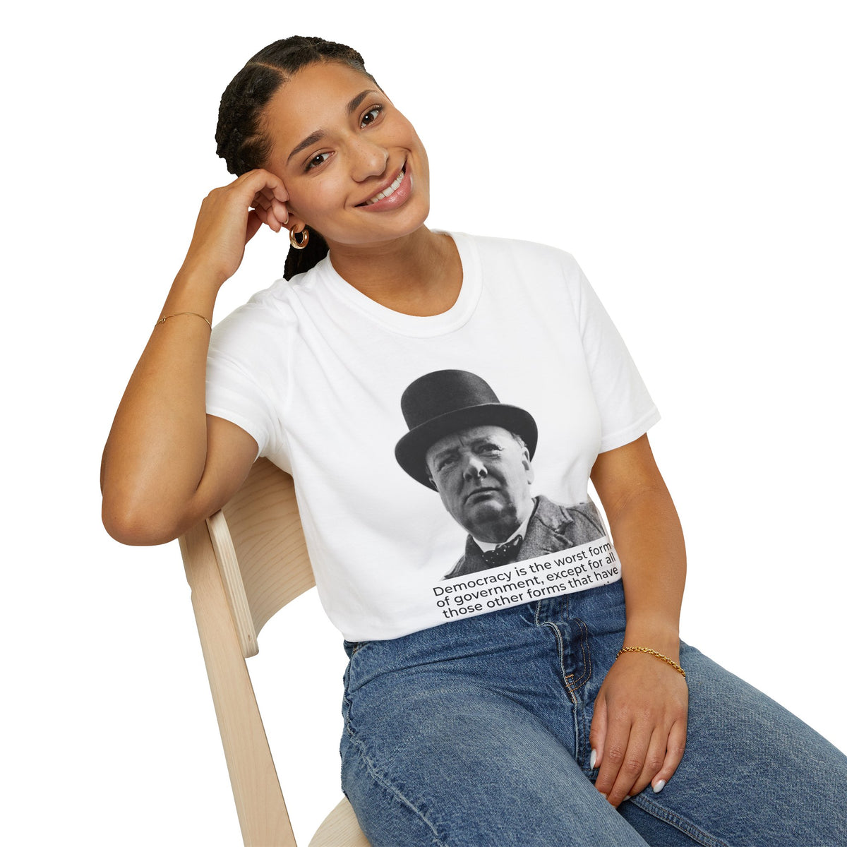 Winston Churchill Democracy Quote T-Shirt – Worst Form of Government