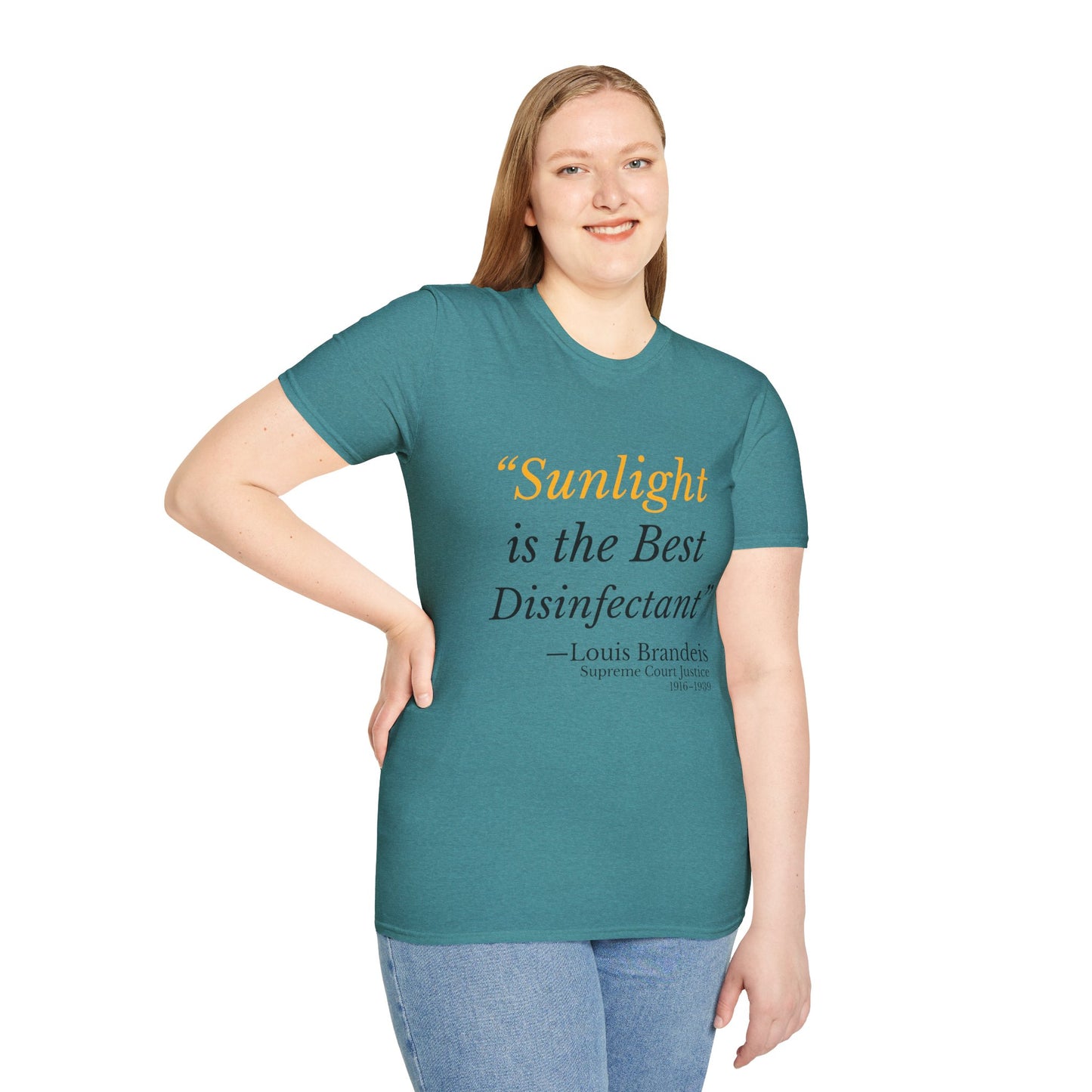 Sunlight Is the Best Disinfectant T-Shirt – Release the Truth – Heather Galapagos Blue