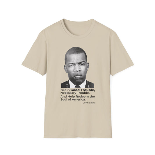 John Lewis Get in Good Trouble Portrait Shirt – Civil Rights Quote Tee – Sand