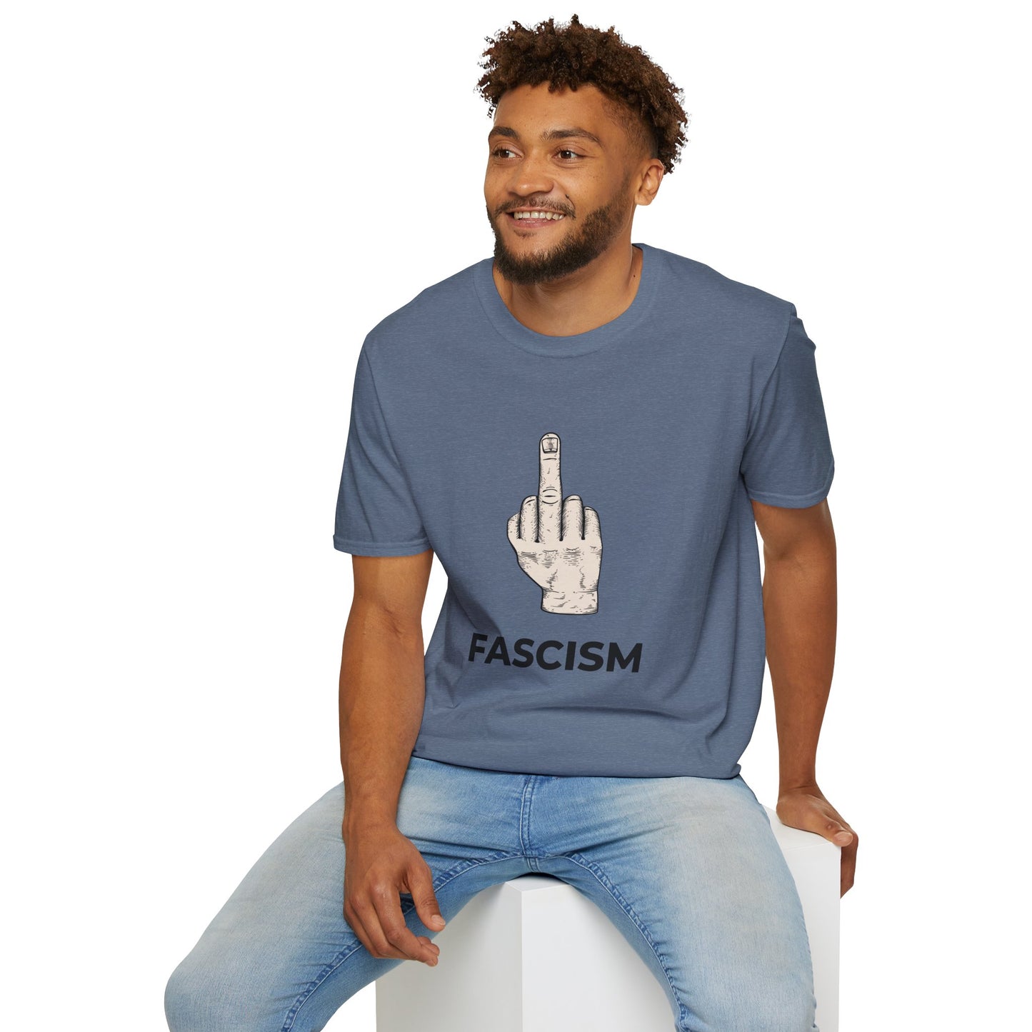 No Kings Protest Shirt – Resist Fascism Anti-Authoritarian Tee – Heather Indigo