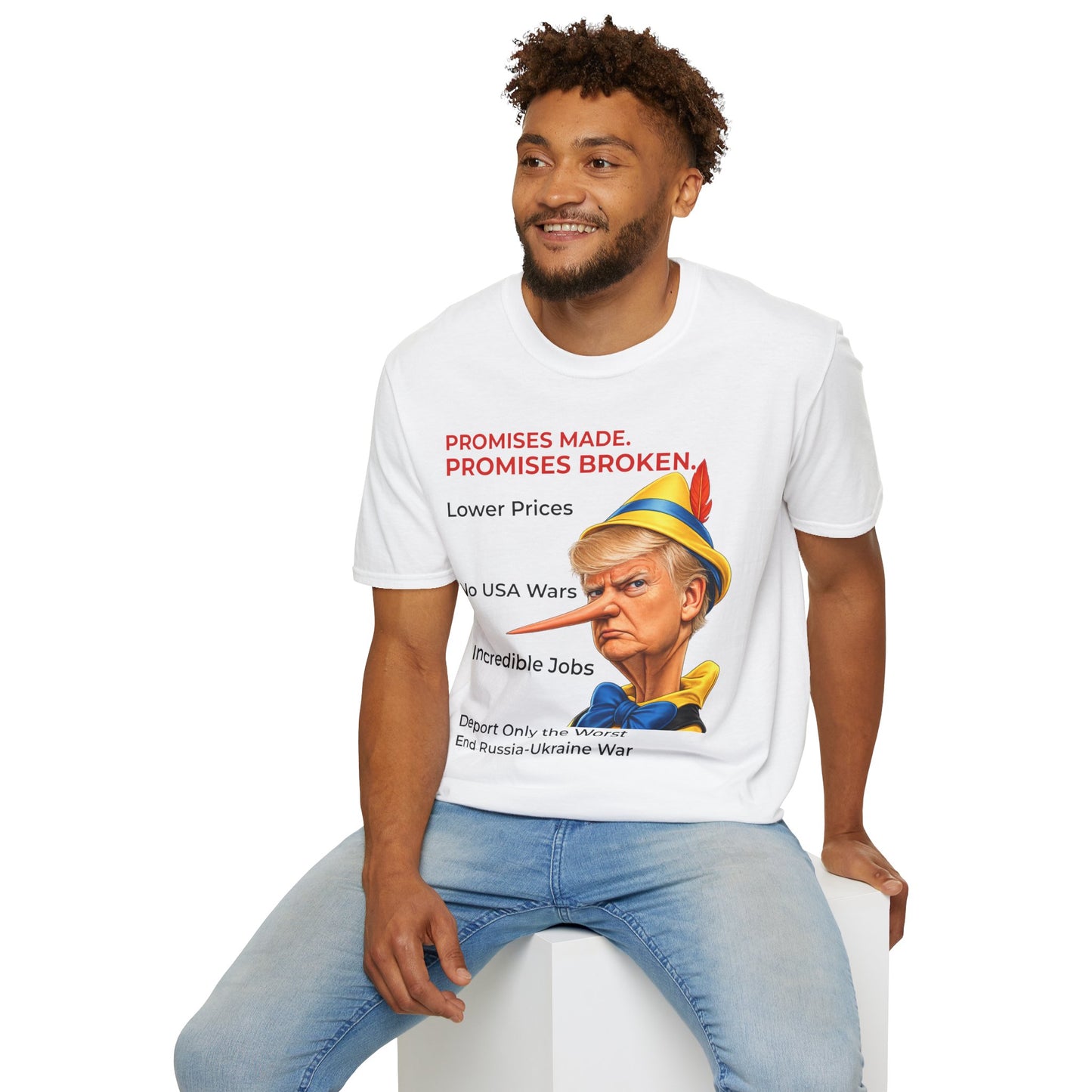 Trump Pinocchio T-Shirt – Promises Made Promises Broken Protest Tee