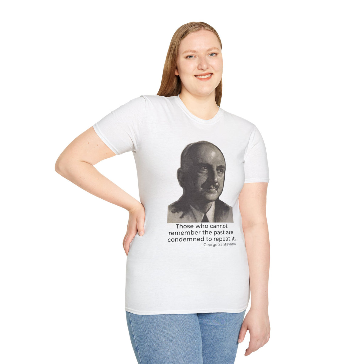 George Santayana Quote Shirt – Remember the Past Tee – White