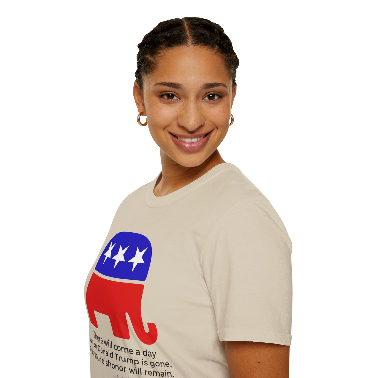 Liz Cheney Dishonor Will Remain Tee – Republican Accountability Quote Shirt  – Sand