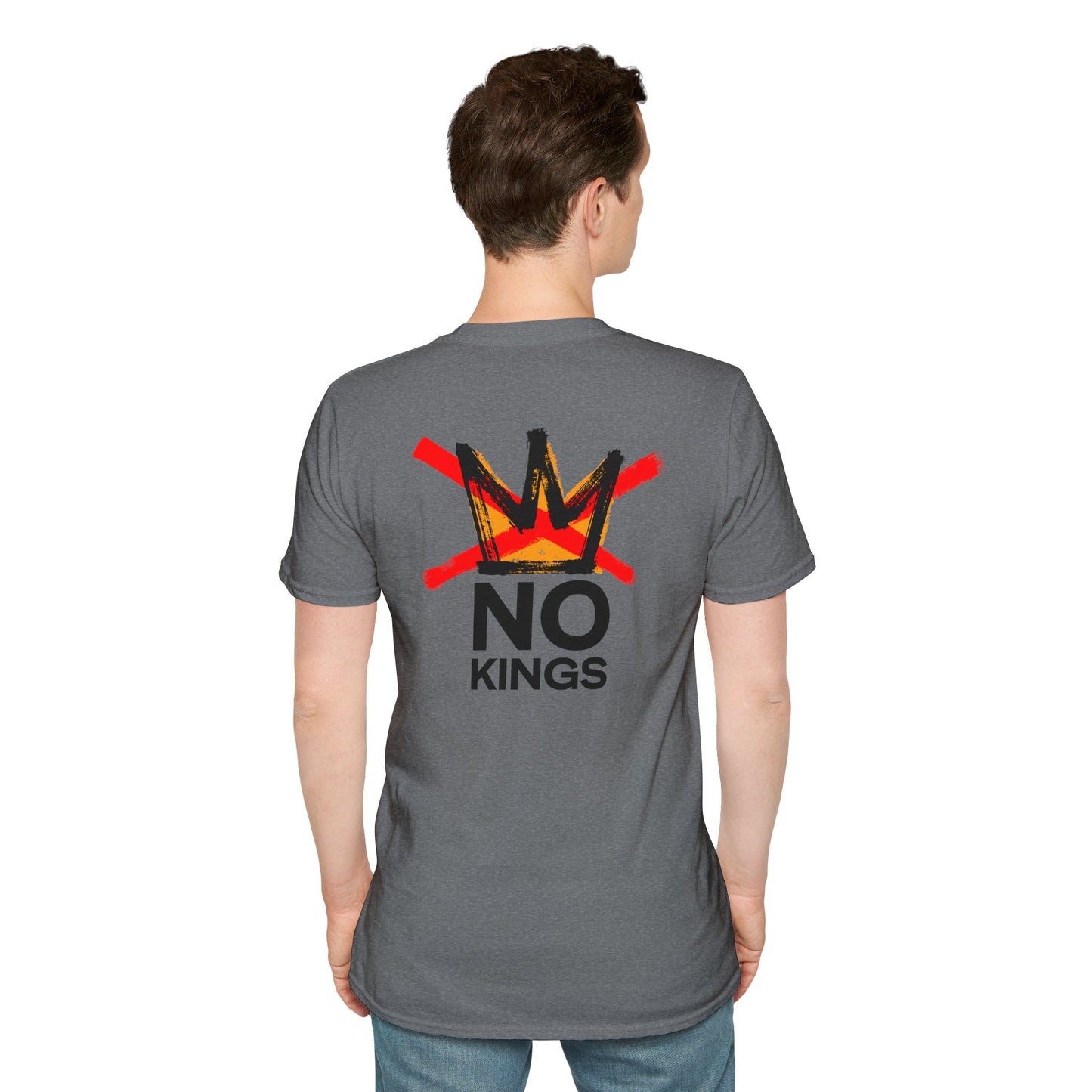 No Kings Protest Shirt – Resist Fascism Anti-Authoritarian Tee – Graphite Heather