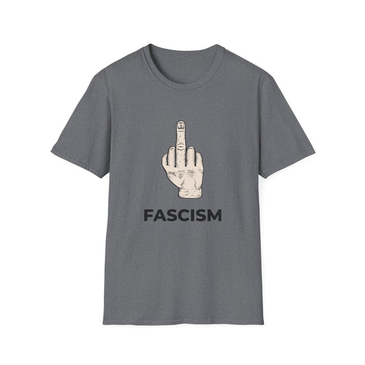 Fuck Fascism – No Kings Anti-Authoritarian Two-Sided T-Shirt (Graphite Heather)