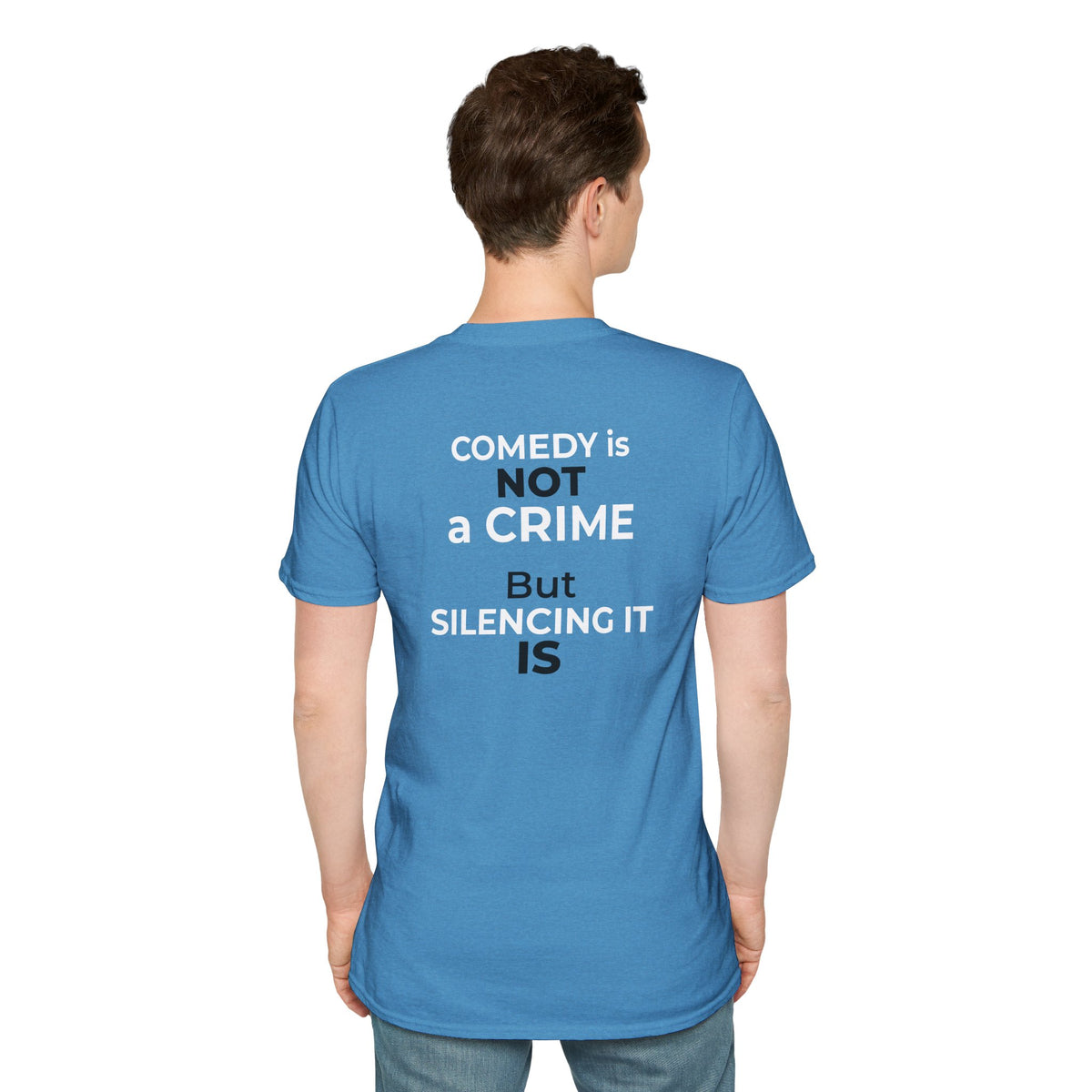 Comedy Is Not a Crime T-Shirt – Jimmy Kimmel Free Speech Protest Tee – Sapphire Blue