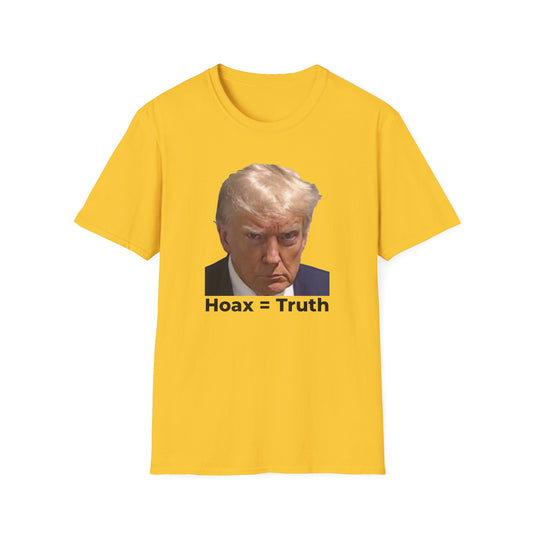 Hoax = Truth – Damaging, Embarrassing, Inconvenient Evidence Tee–Yellow Edition