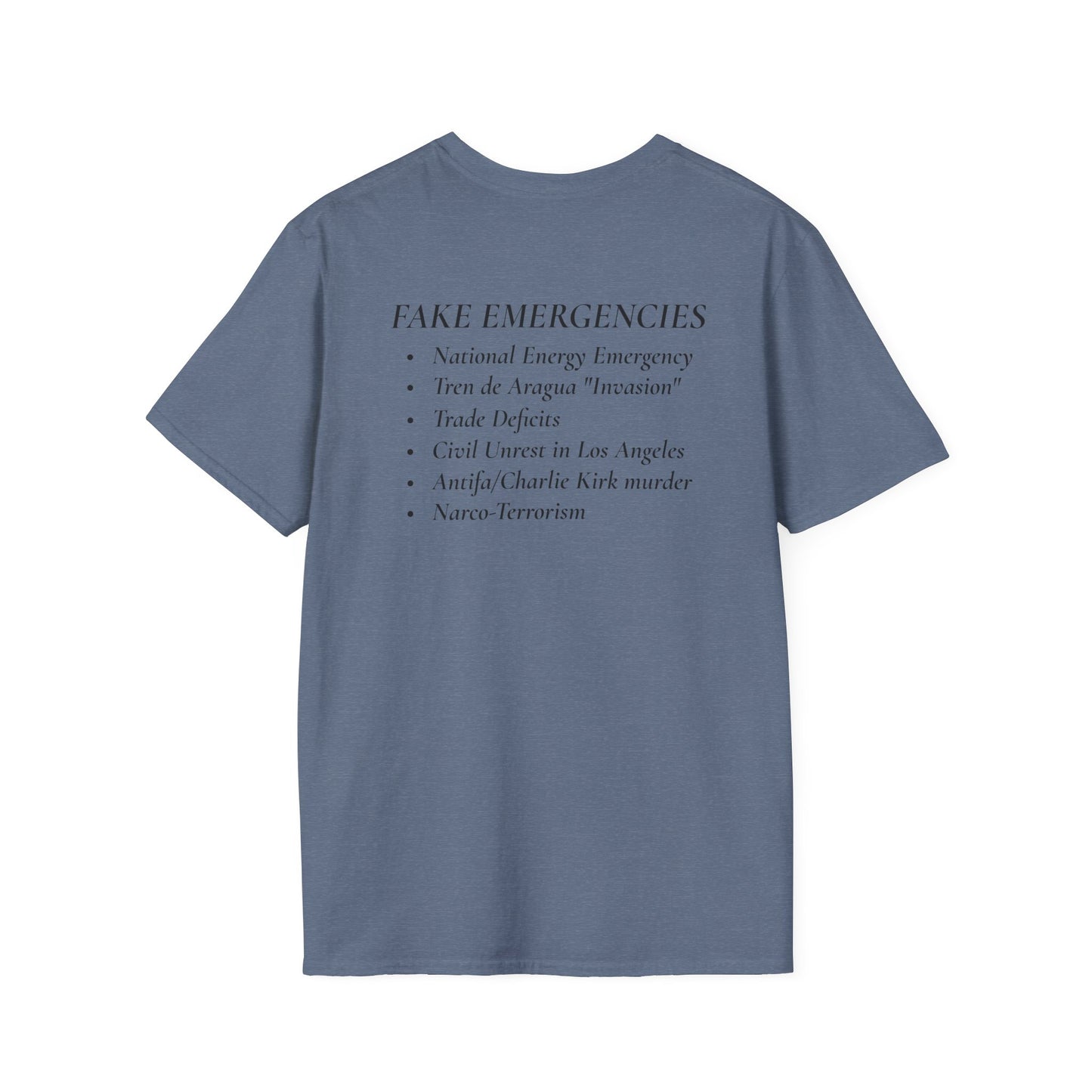The Tyrant’s Pretext T-Shirt – Aesop Quote Front & Fake Emergencies Back