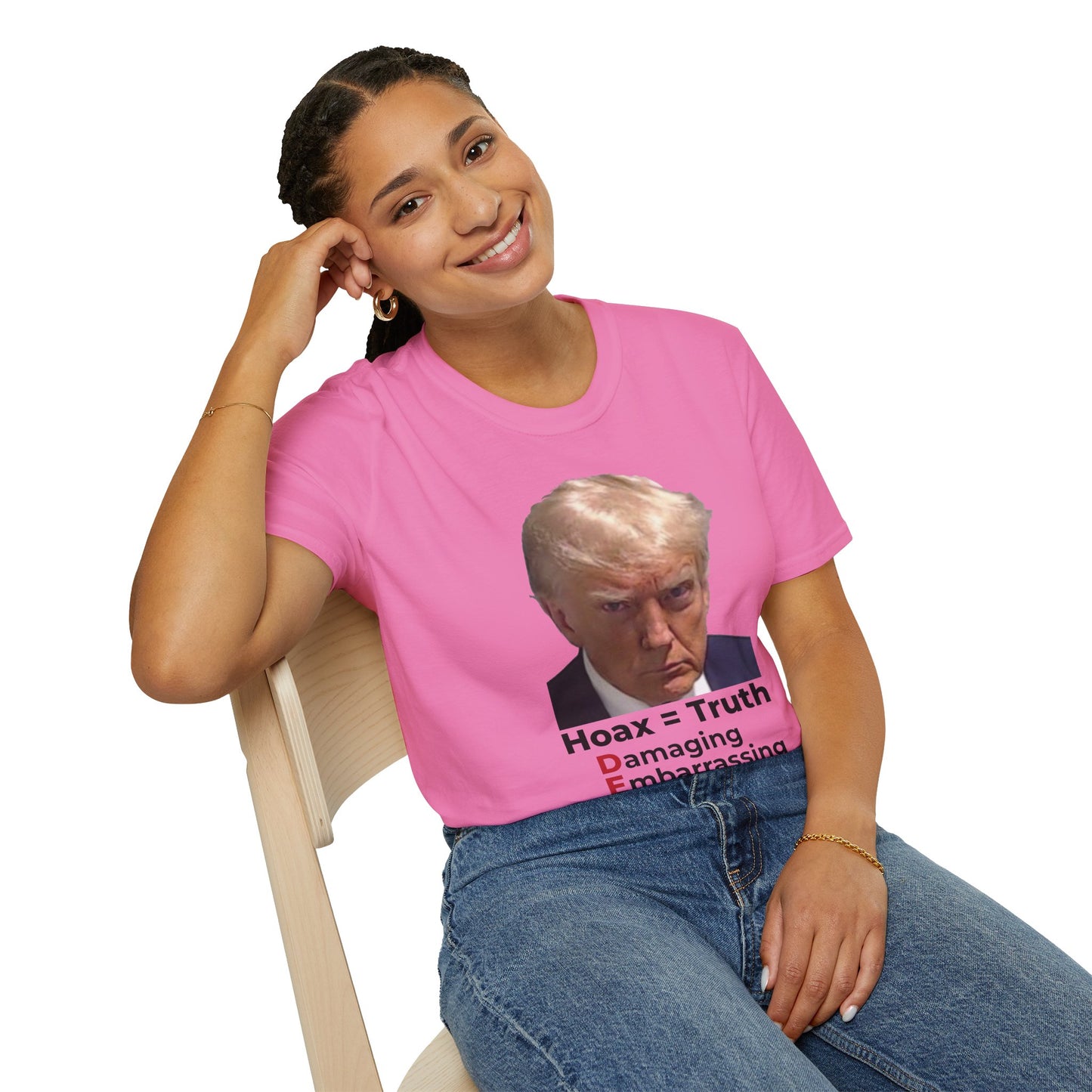Hoax = Truth – Damaging, Embarrassing, Inconvenient Evidence Tee–Pink Edition