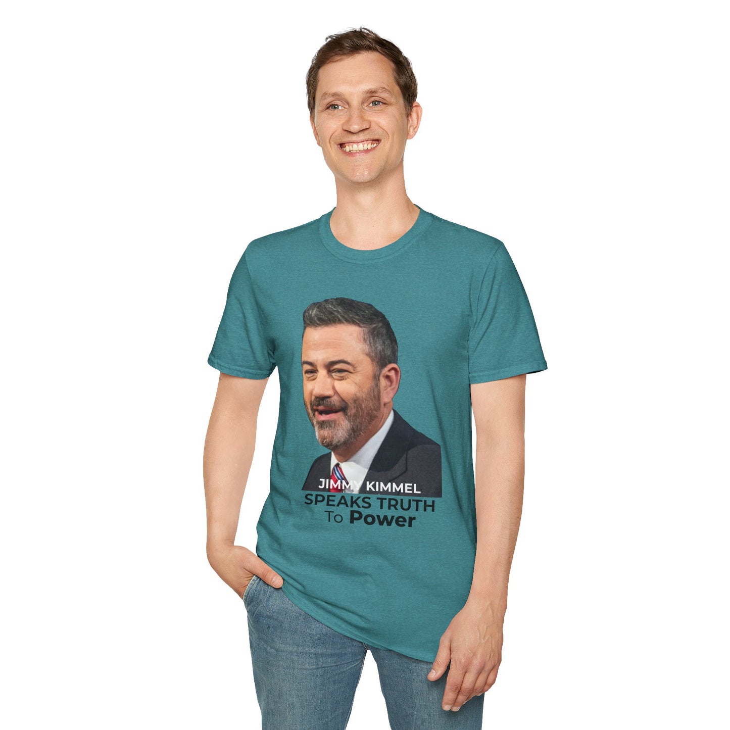 Comedy Is Not a Crime T-Shirt – Jimmy Kimmel Free Speech Protest Tee – Heather Galapagos Blue