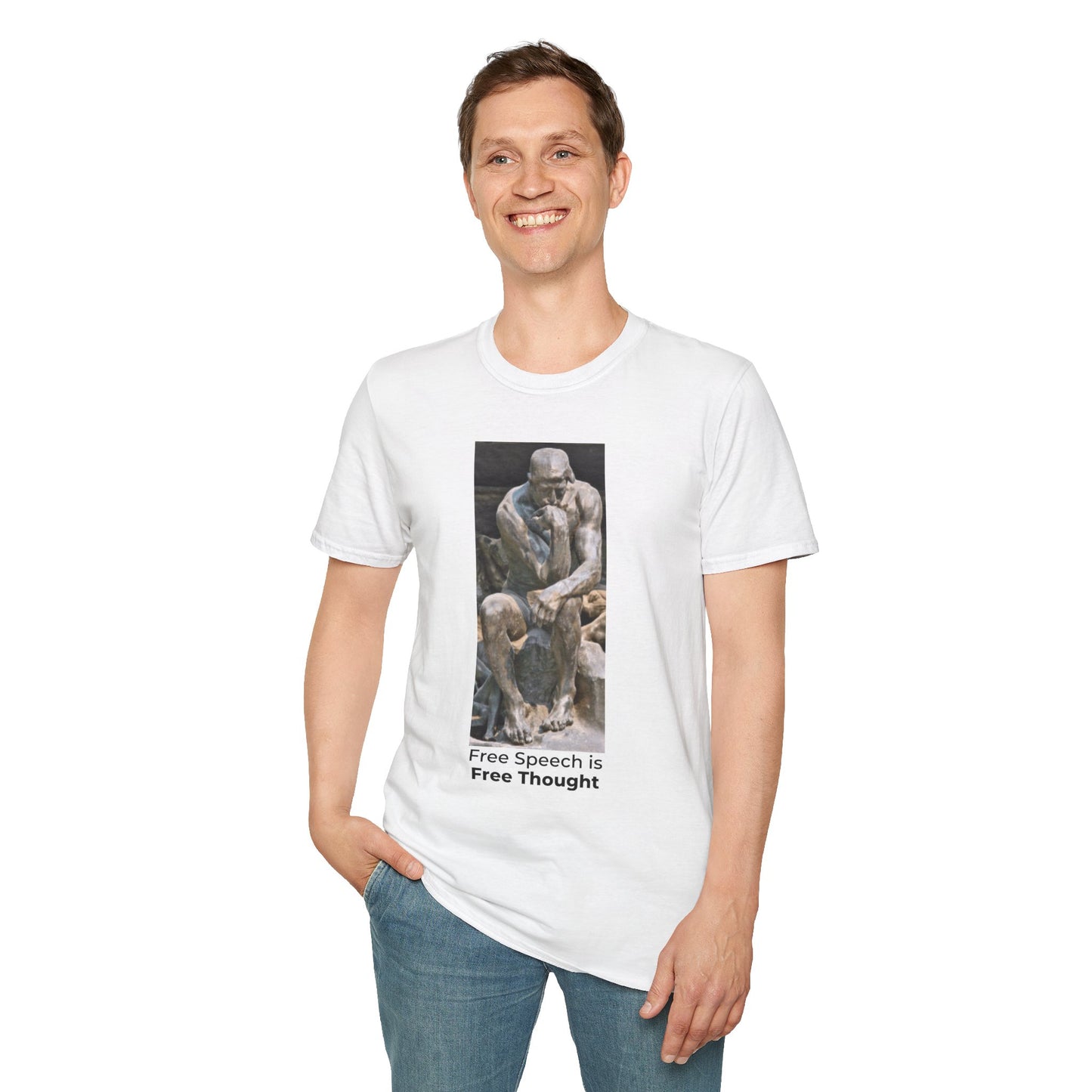 Thinker Statement T-Shirt I– Free Speech Is Free Thought