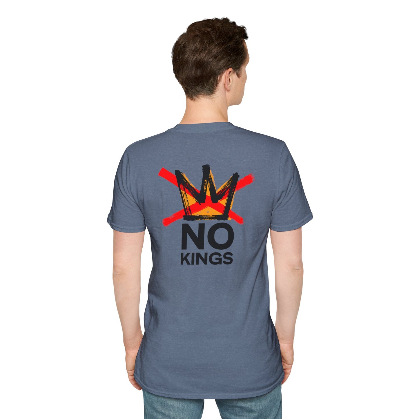 No Kings Protest T-Shirt – Resist Tyranny Anti-Authoritarian Tee – Heather Indigo