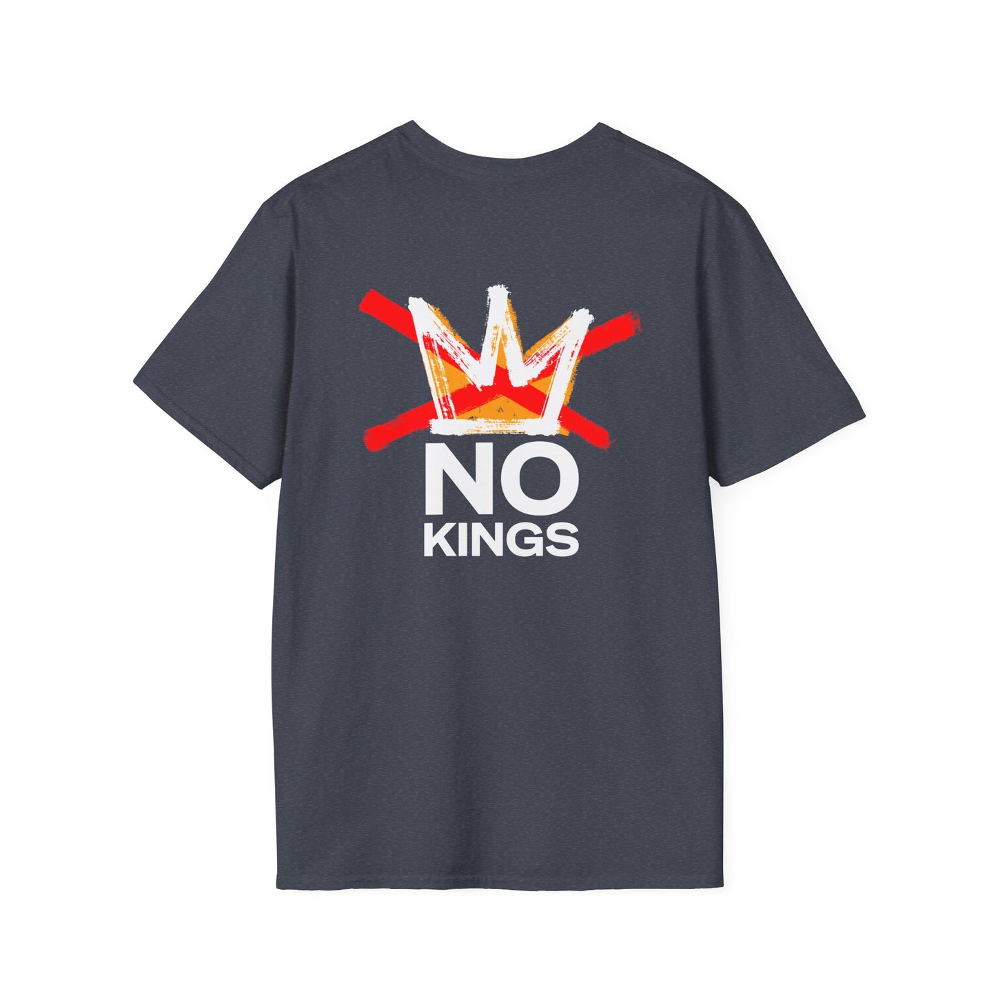 No Kings Protest Shirt – Resist Fascism Anti-Authoritarian Tee – Heather Navy