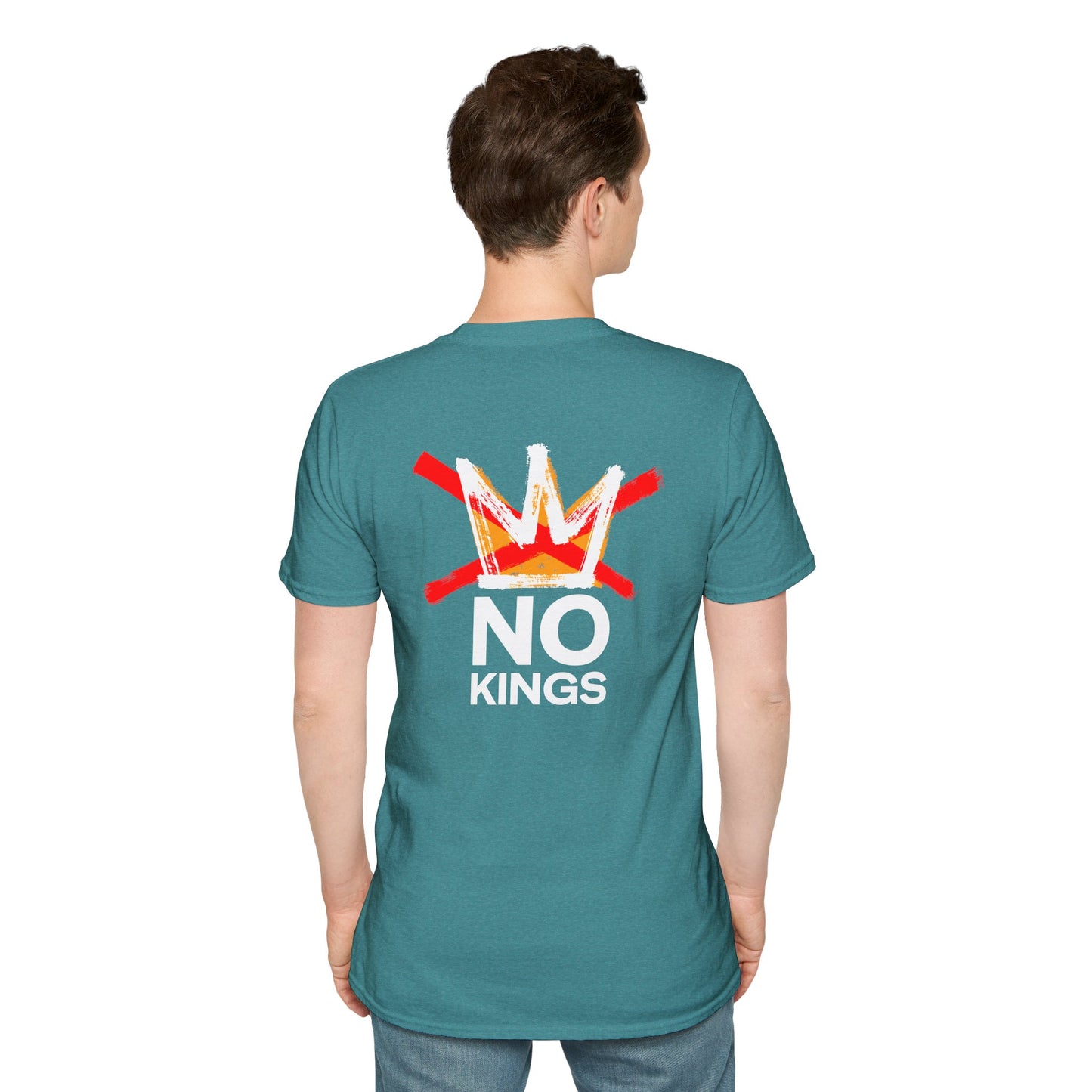 Flipping Off Tyranny: No Kings in America — Two-Sided GALAPAGOS BLUE Statement Tee