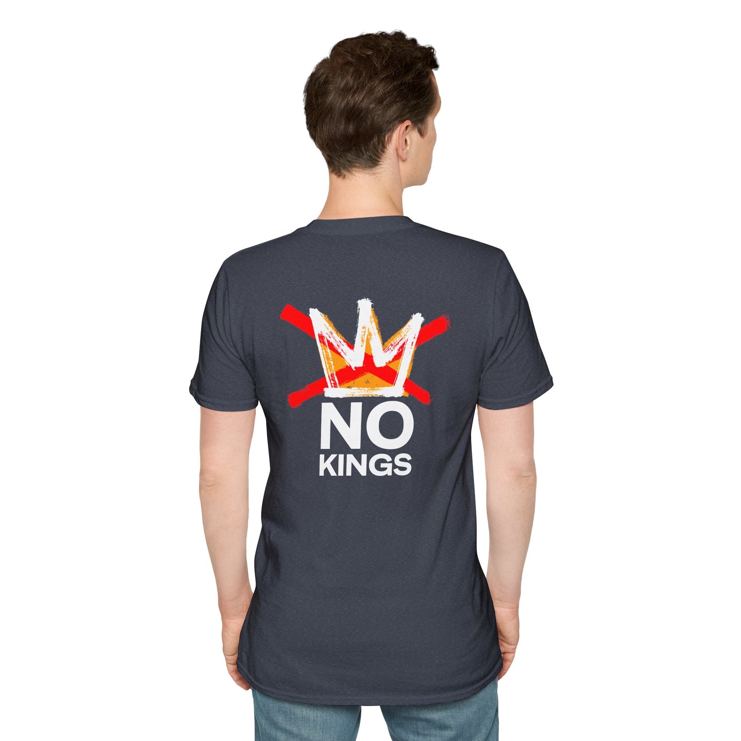 No Kings Protest Shirt – Resist Fascism Anti-Authoritarian Tee – Heather Navy