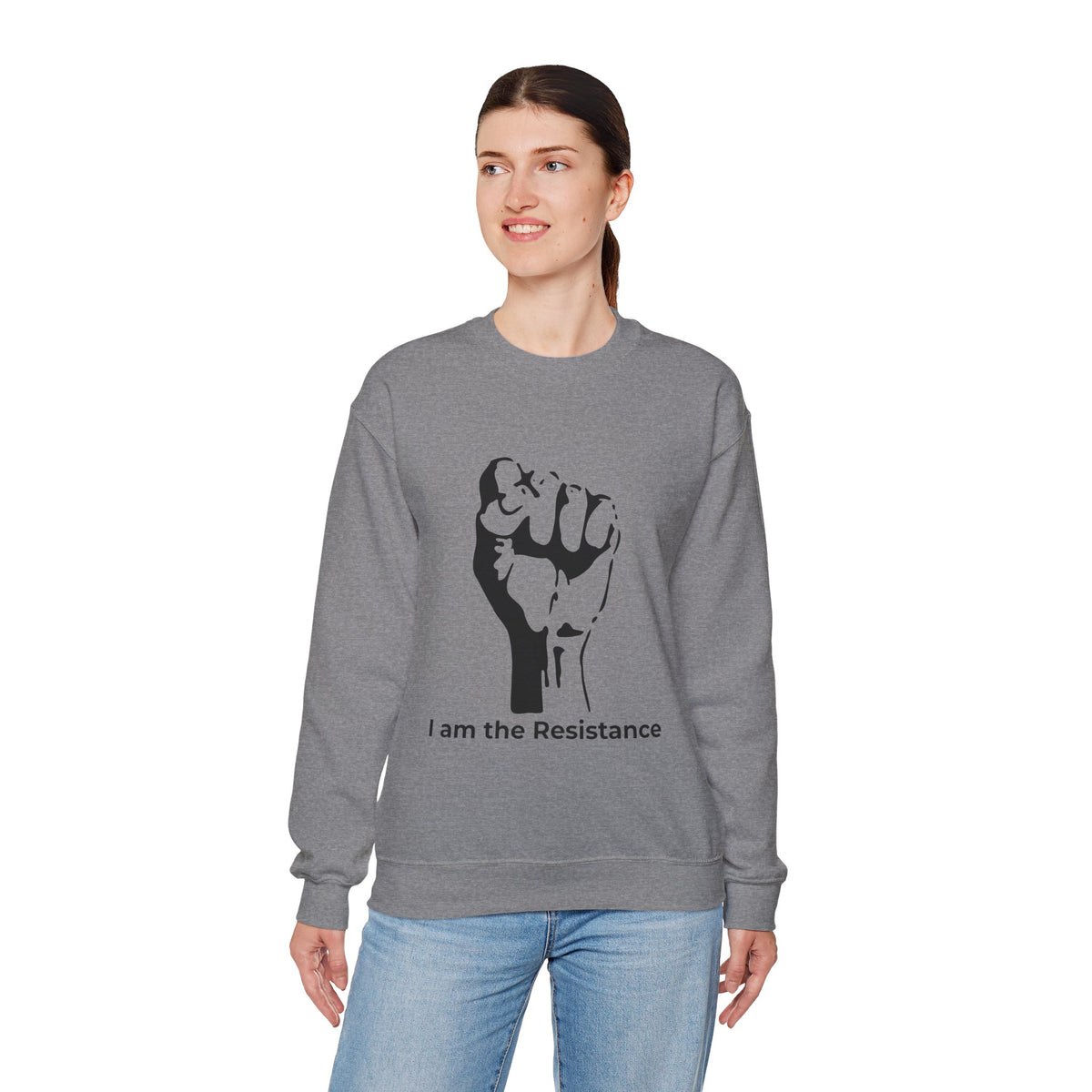 I Am the Resistance Crewneck Sweatshirt – This Stops When Enough of Us Say NO – Graphite Heather