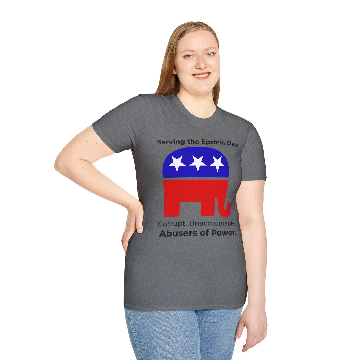Political Accountability Statement T-Shirt – Serving the Elite Class – Graphite Heather
