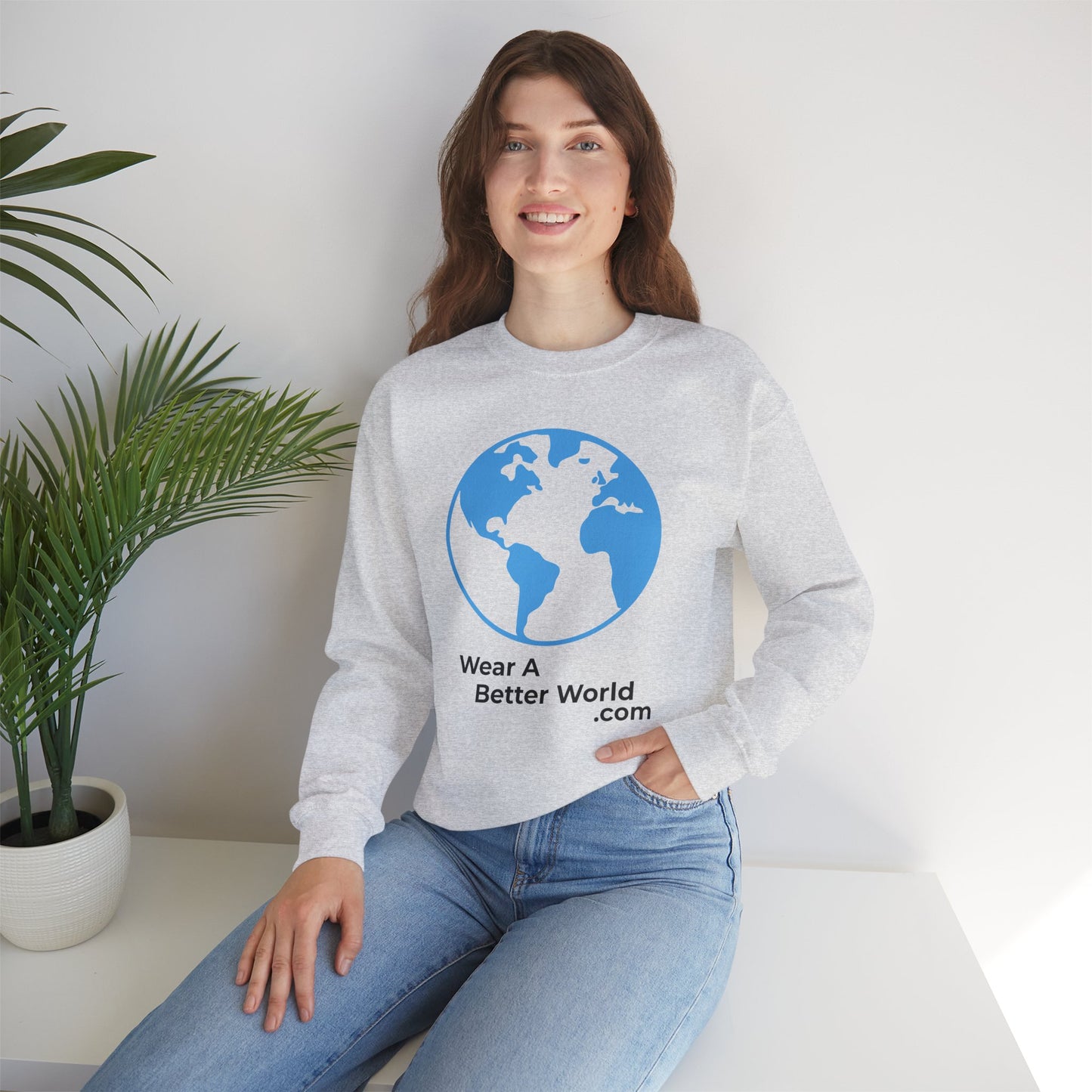 Wear A Better World Sweatshirt – I Am the Resistance – Say NO Back Print – Ash