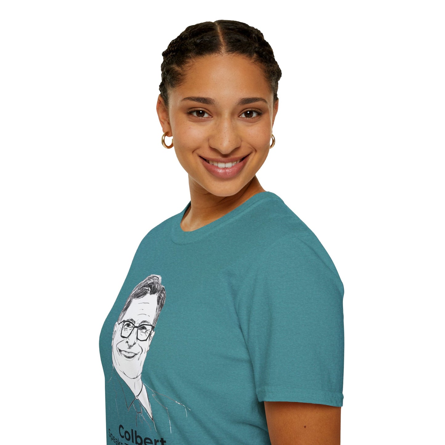 Stephen Colbert Shirt – Comedy Is Not a Crime Political T-Shirt — Heather Galapagos Blue