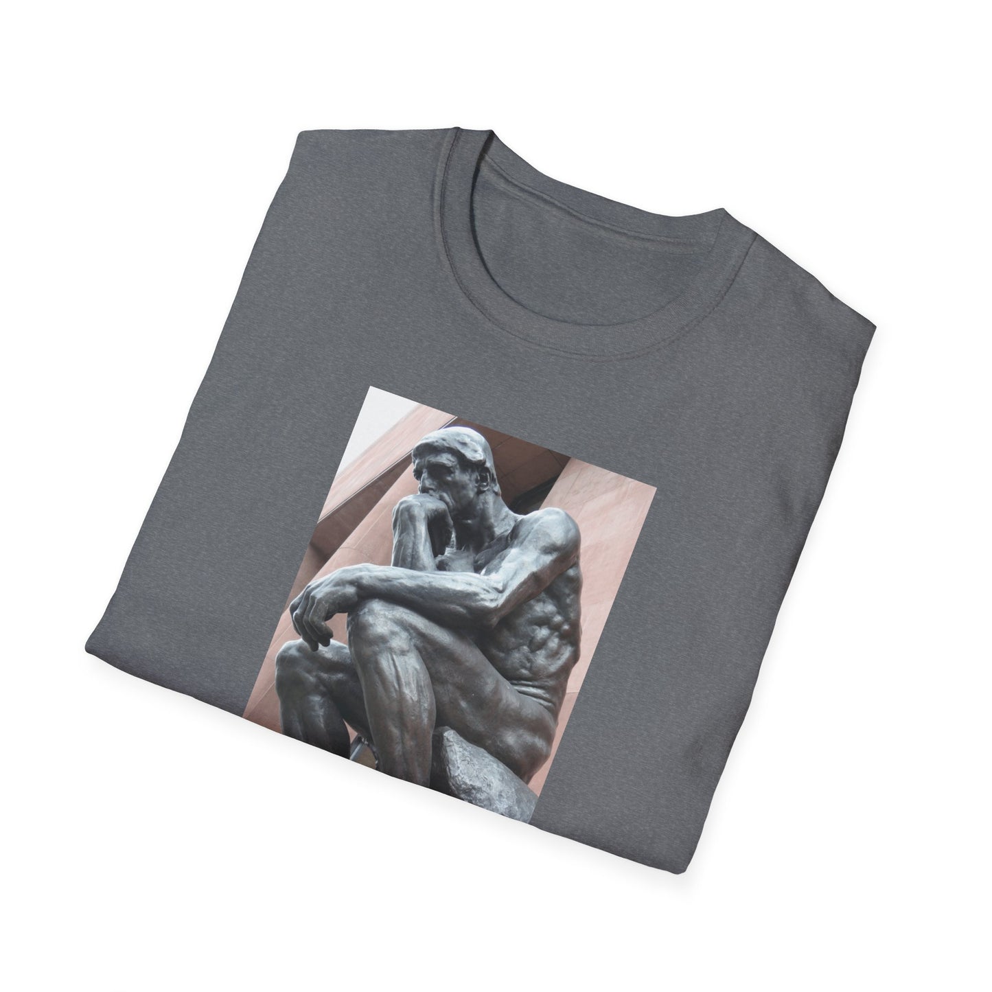 The Thinker Free Speech T-Shirt – Free Thought First Amendment Tee – Profile View – Graphite Heather