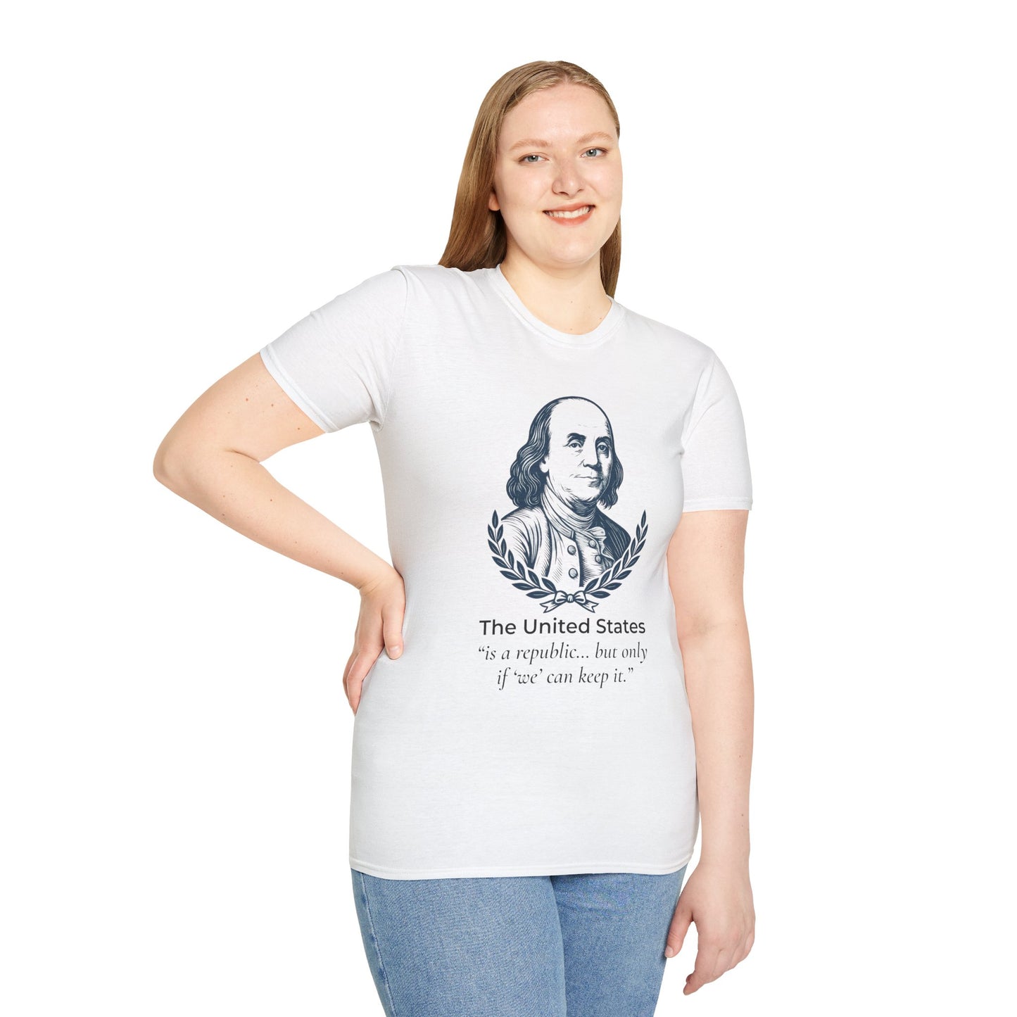 Ben Franklin “A Republic… If We Can Keep It” T-Shirt — No Dictators Back